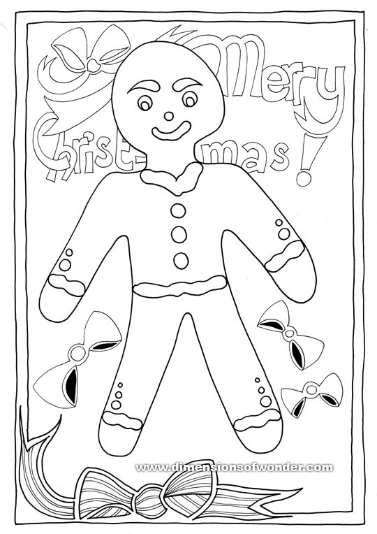 Christmas Coloring Pages Printables with a Gingerbread Man