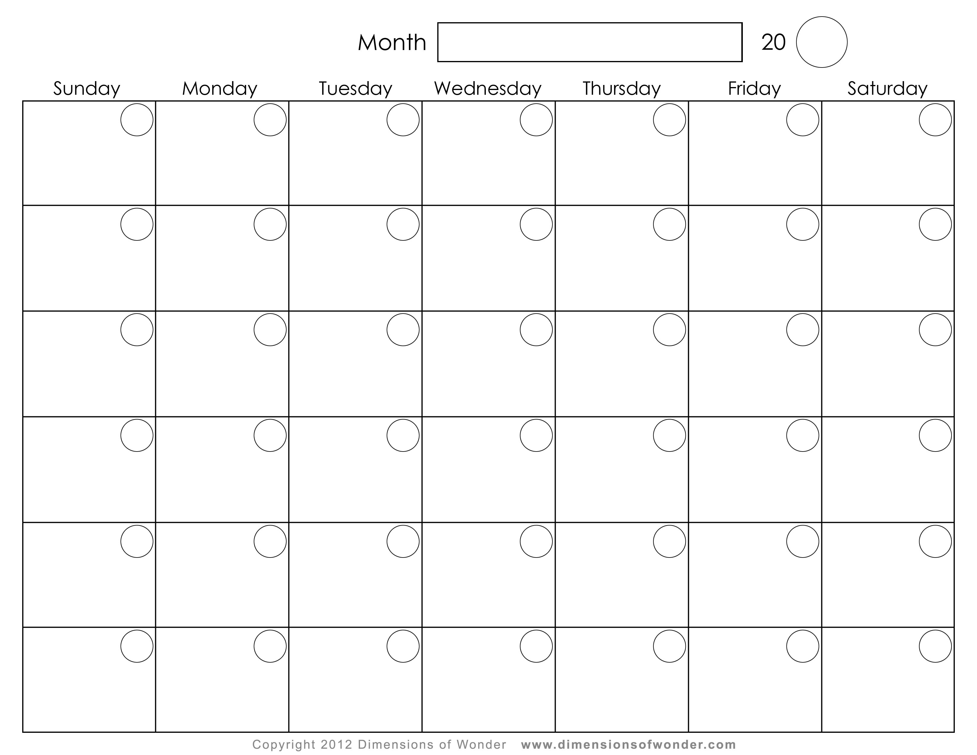 Free Printable Monthly Calendar