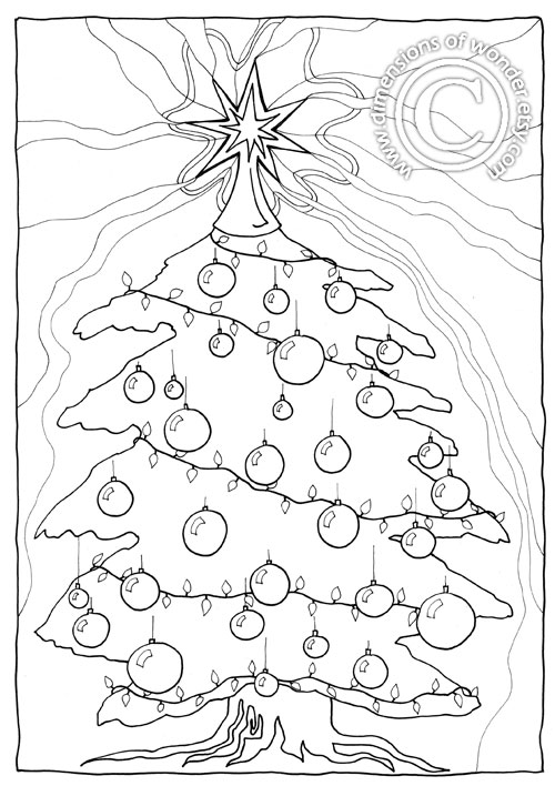 christmas coloring pages printables with a christmas tree